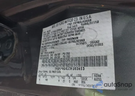 2003 Ford Mustang из США, поврежденный, VIN 1FAFP40433F303653